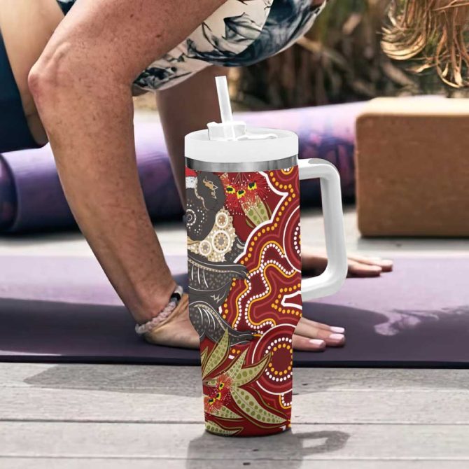 Australia Santa Koala Aboriginal Style Custom Stanley Quencher 40Oz Stainless Steel Tumbler With Handle - Image 6