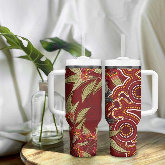 Australia Santa Koala Aboriginal Style Custom Stanley Quencher 40Oz Stainless Steel Tumbler With Handle - Image 9