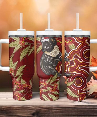Australia Santa Koala Aboriginal Style Custom Stanley Quencher 40Oz Stainless Steel Tumbler With Handle
