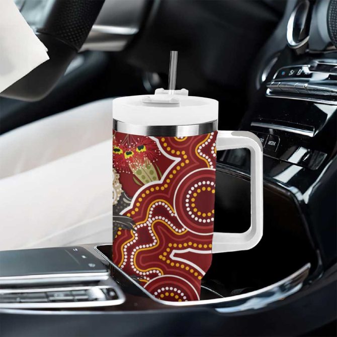 Australia Santa Koala Aboriginal Style Custom Stanley Quencher 40Oz Stainless Steel Tumbler With Handle - Image 8