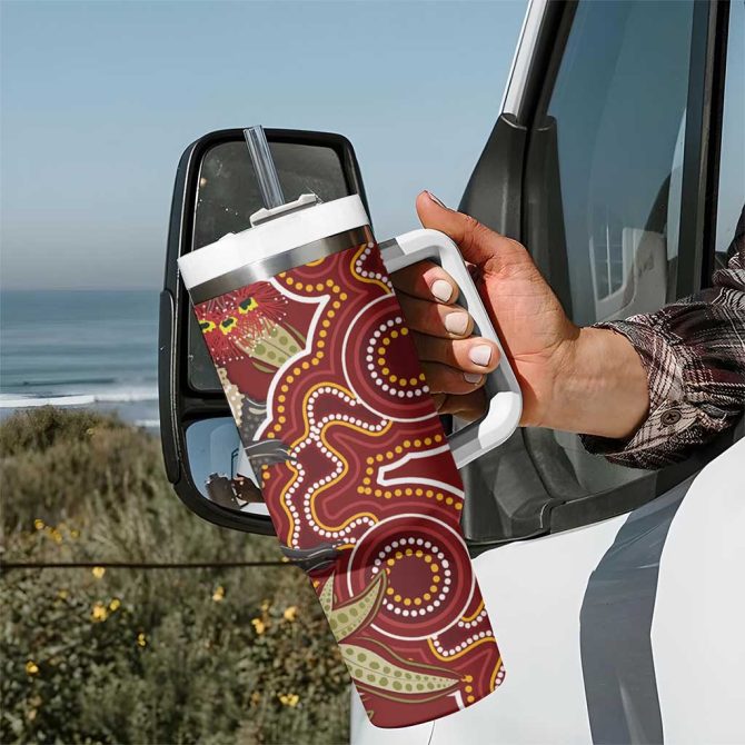 Australia Santa Koala Aboriginal Style Custom Stanley Quencher 40Oz Stainless Steel Tumbler With Handle - Image 7