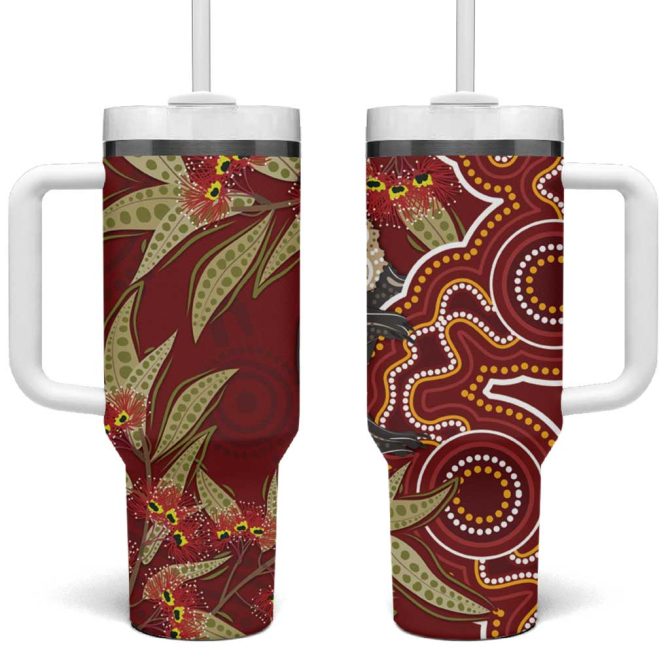 Australia Santa Koala Aboriginal Style Custom Stanley Quencher 40Oz Stainless Steel Tumbler With Handle - Image 2