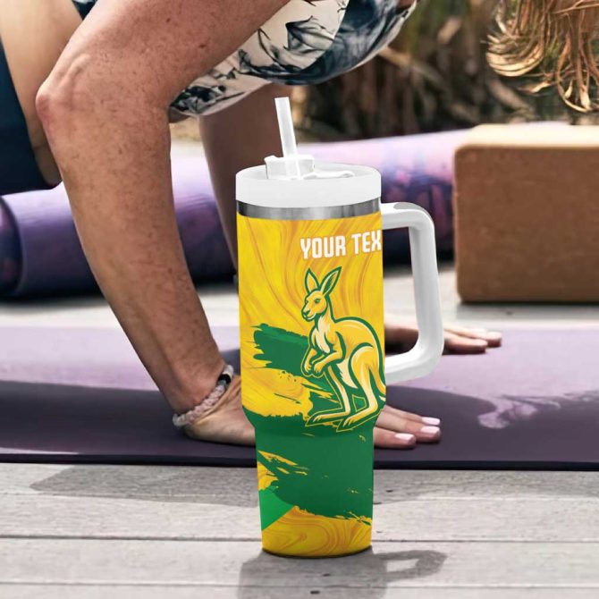 Australia Soccer 2025 Go Matildas Marble Grunge Style Custom Stanley Quencher 40Oz Stainless Steel Tumbler With Handle - Image 6
