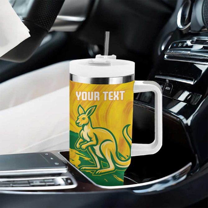 Australia Soccer 2025 Go Matildas Marble Grunge Style Custom Stanley Quencher 40Oz Stainless Steel Tumbler With Handle - Image 8