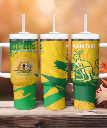 Australia Soccer 2025 Go Matildas Marble Grunge Style Custom Stanley Quencher 40Oz Stainless Steel Tumbler With Handle