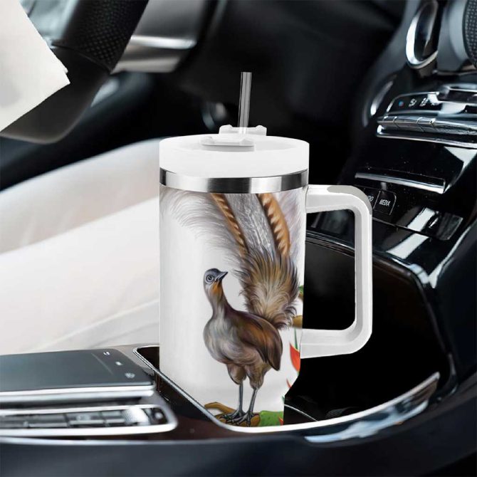 Australia Superb Lyrebird Aussie Map #8211; Rainforest Vibes Custom Stanley Quencher 40Oz Stainless Steel Tumbler With Handle - Image 8