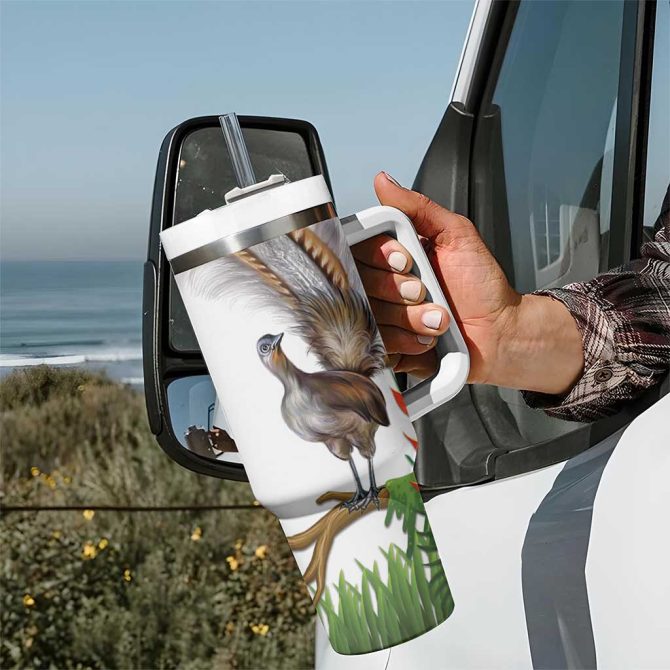 Australia Superb Lyrebird Aussie Map #8211; Rainforest Vibes Custom Stanley Quencher 40Oz Stainless Steel Tumbler With Handle - Image 7