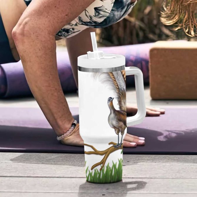 Australia Superb Lyrebird Aussie Map #8211; Rainforest Vibes Custom Stanley Quencher 40Oz Stainless Steel Tumbler With Handle - Image 6