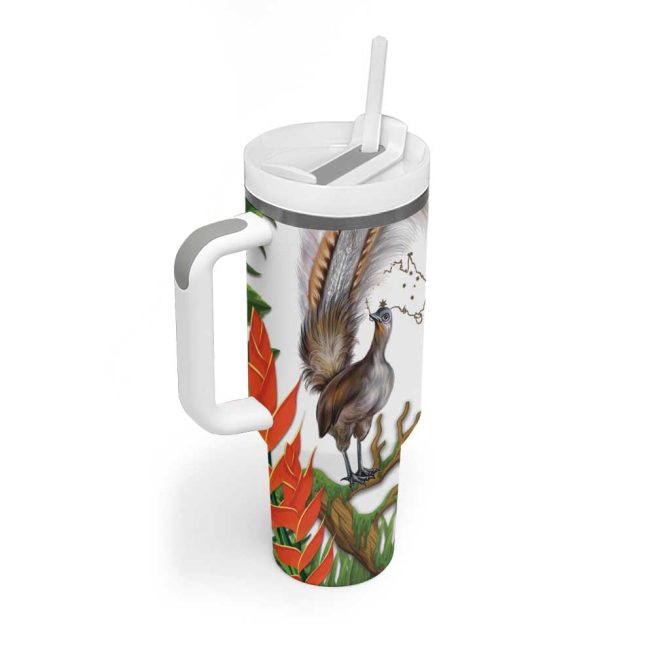 Australia Superb Lyrebird Aussie Map #8211; Rainforest Vibes Custom Stanley Quencher 40Oz Stainless Steel Tumbler With Handle - Image 3