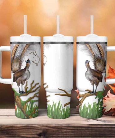 Australia Superb Lyrebird Aussie Map #8211; Rainforest Vibes Custom Stanley Quencher 40Oz Stainless Steel Tumbler With Handle