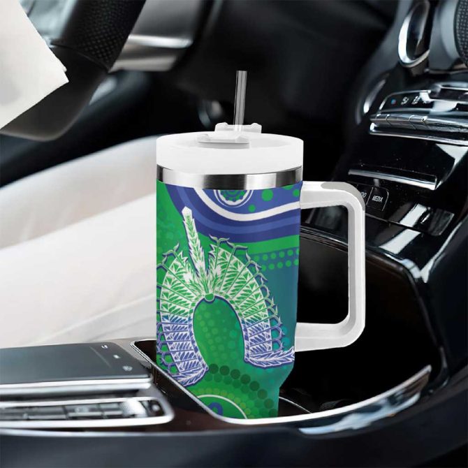Australia Torres Strait Islanders Dhari Aboriginal Pattern Custom Stanley Quencher 40Oz Stainless Steel Tumbler With Handle - Image 8