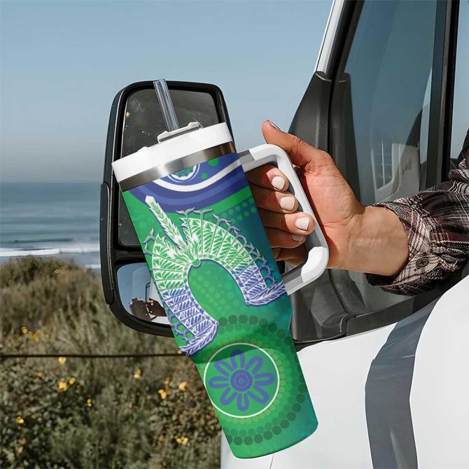Australia Torres Strait Islanders Dhari Aboriginal Pattern Custom Stanley Quencher 40Oz Stainless Steel Tumbler With Handle - Image 7