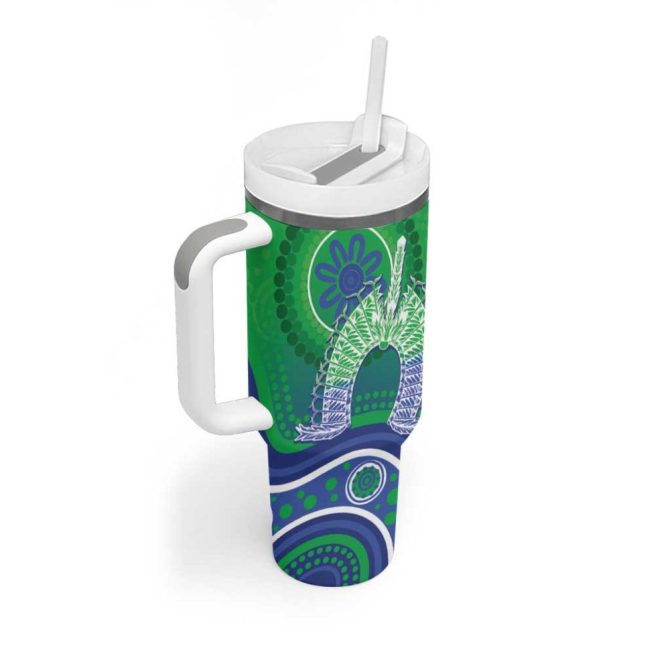 Australia Torres Strait Islanders Dhari Aboriginal Pattern Custom Stanley Quencher 40Oz Stainless Steel Tumbler With Handle - Image 3