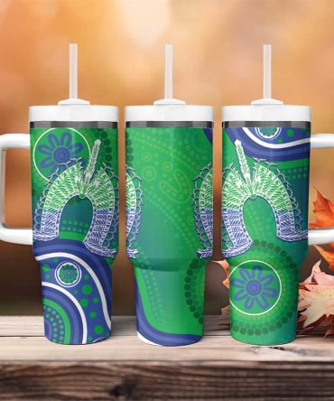 Australia Torres Strait Islanders Dhari Aboriginal Pattern Custom Stanley Quencher 40Oz Stainless Steel Tumbler With Handle