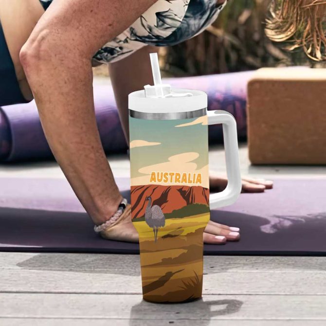 Australia Uluru Scenery Custom Stanley Quencher 40Oz Stainless Steel Tumbler With Handle - Image 6