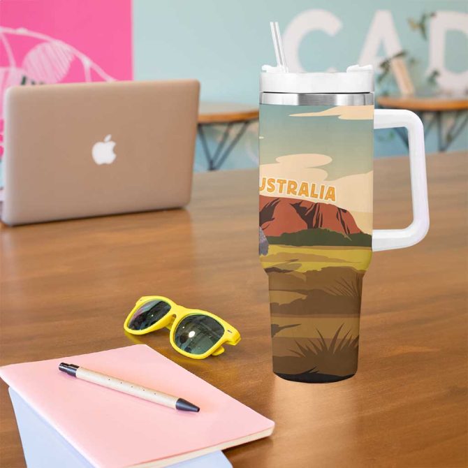 Australia Uluru Scenery Custom Stanley Quencher 40Oz Stainless Steel Tumbler With Handle - Image 5