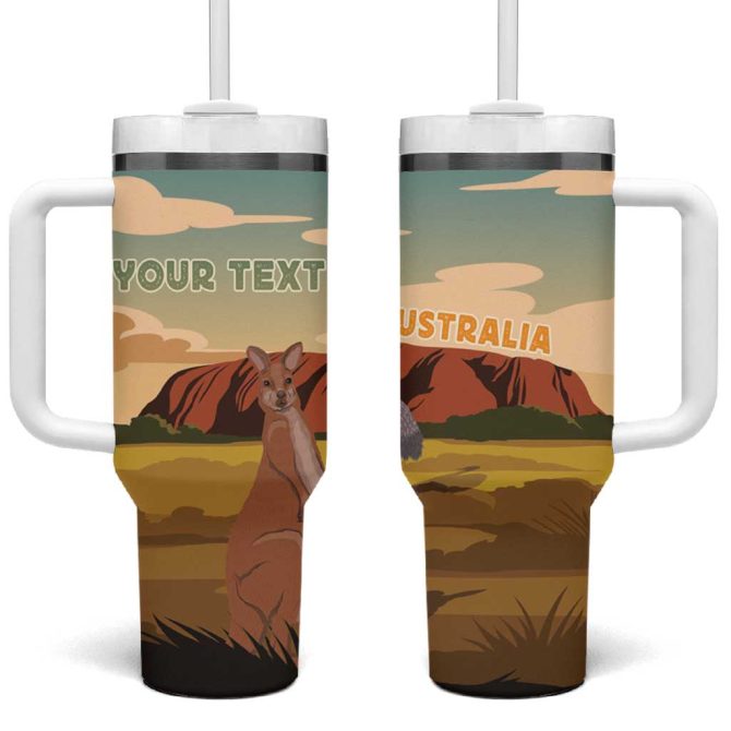 Australia Uluru Scenery Custom Stanley Quencher 40Oz Stainless Steel Tumbler With Handle - Image 2