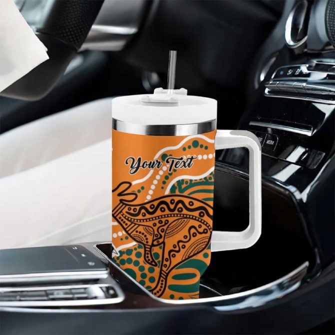 Australiafiji Palm And Kangaroo Polynesia Tapa Mixed Indigenous Aboriginal Custom Stanley Quencher 40Oz Stainless Steel Tumbler With Handle - Image 8