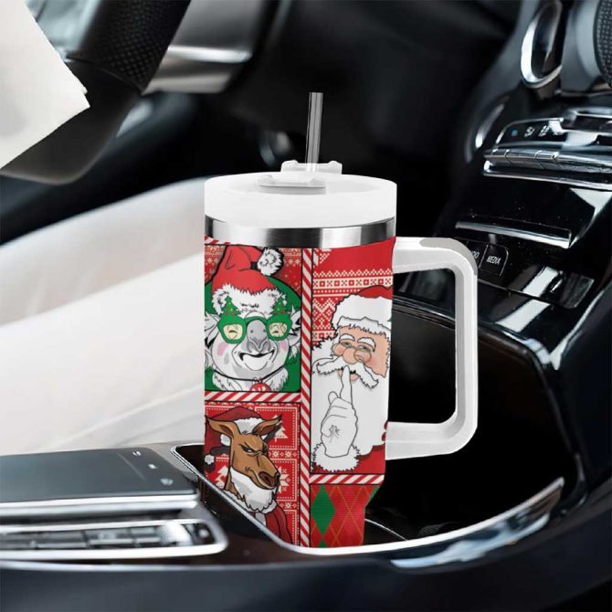 Australian Christmas Santa Koala Kangaroo And Holiday Cheer Custom Stanley Quencher 40Oz Stainless Steel Tumbler With Handle - Image 8