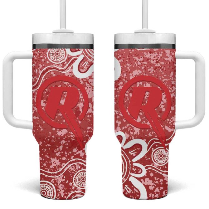 Australian Renegades Cricket Minimalism Aboriginal Custom Stanley Quencher 40Oz Stainless Steel Tumbler With Handle - Image 2