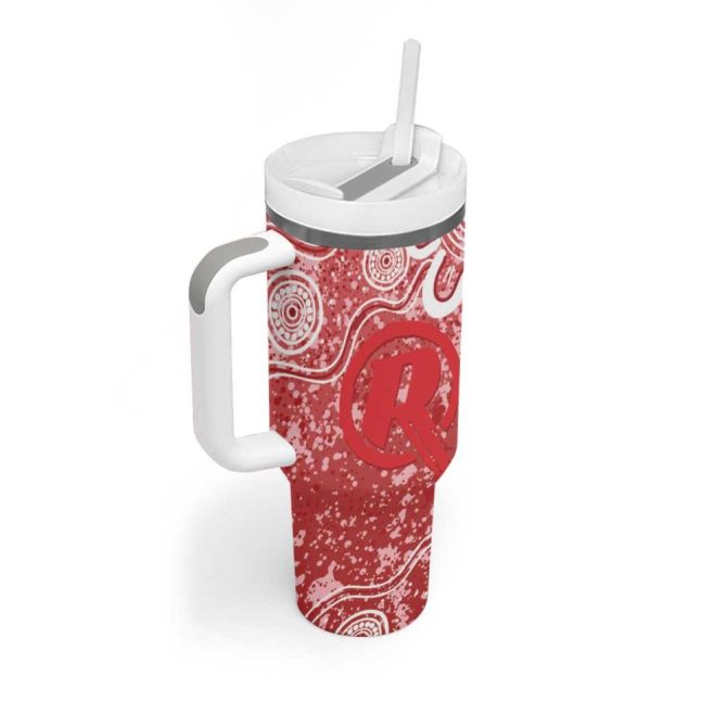 Australian Renegades Cricket Minimalism Aboriginal Custom Stanley Quencher 40Oz Stainless Steel Tumbler With Handle - Image 3