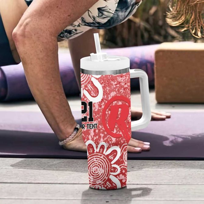 Australian Renegades Cricket Minimalism Aboriginal Custom Stanley Quencher 40Oz Stainless Steel Tumbler With Handle - Image 6