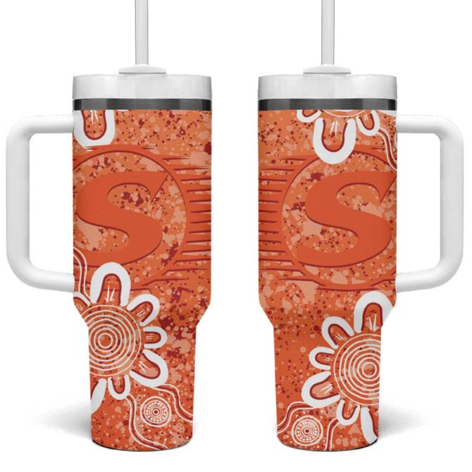 Australian Scorchers Cricket Minimalism Aboriginal Custom Stanley Quencher 40Oz Stainless Steel Tumbler With Handle - Image 2