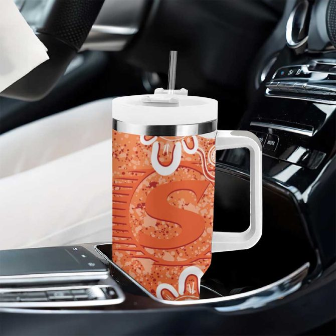 Australian Scorchers Cricket Minimalism Aboriginal Custom Stanley Quencher 40Oz Stainless Steel Tumbler With Handle - Image 8