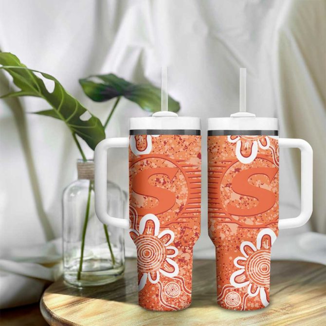 Australian Scorchers Cricket Minimalism Aboriginal Custom Stanley Quencher 40Oz Stainless Steel Tumbler With Handle - Image 9