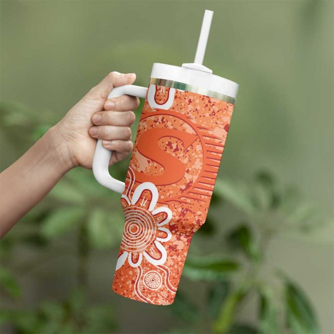 Australian Scorchers Cricket Minimalism Aboriginal Custom Stanley Quencher 40Oz Stainless Steel Tumbler With Handle - Image 4
