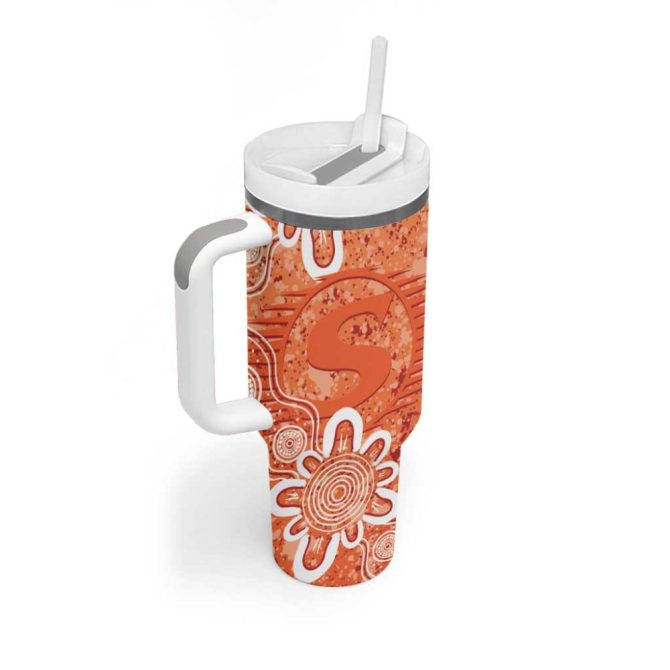 Australian Scorchers Cricket Minimalism Aboriginal Custom Stanley Quencher 40Oz Stainless Steel Tumbler With Handle - Image 3