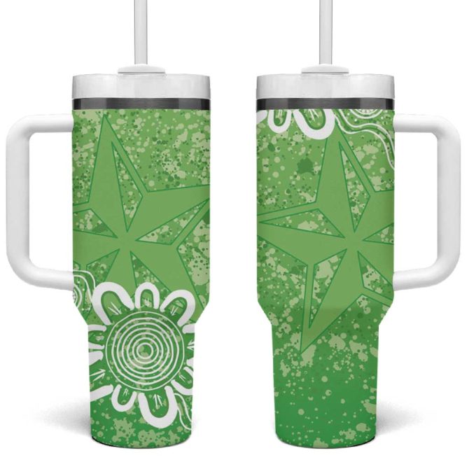 Australian Stars Cricket Minimalism Aboriginal Custom Stanley Quencher 40Oz Stainless Steel Tumbler With Handle - Image 2