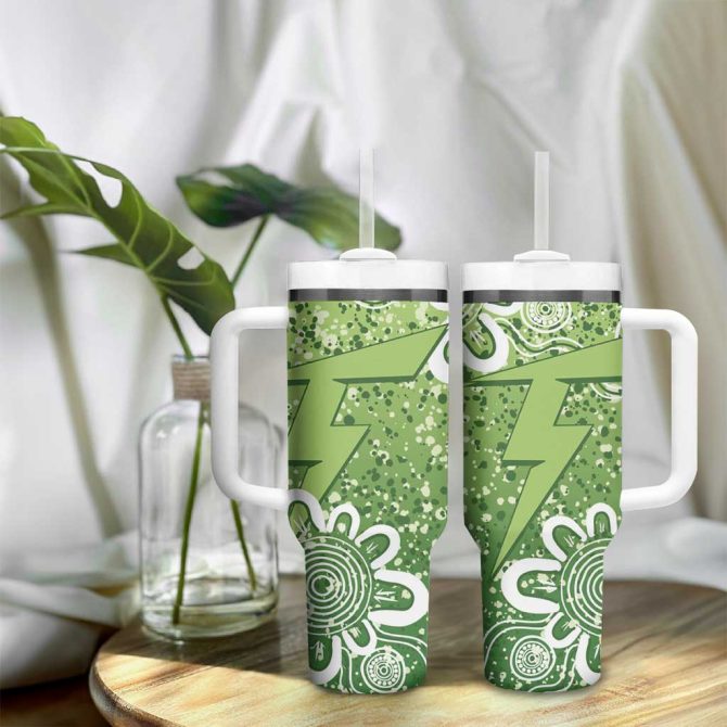 Australian Thunder Cricket Minimalism Aboriginal Custom Stanley Quencher 40Oz Stainless Steel Tumbler With Handle - Image 9