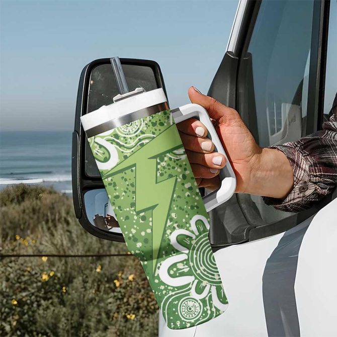 Australian Thunder Cricket Minimalism Aboriginal Custom Stanley Quencher 40Oz Stainless Steel Tumbler With Handle - Image 7