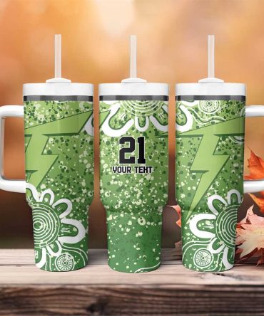 Australian Thunder Cricket Minimalism Aboriginal Custom Stanley Quencher 40Oz Stainless Steel Tumbler With Handle