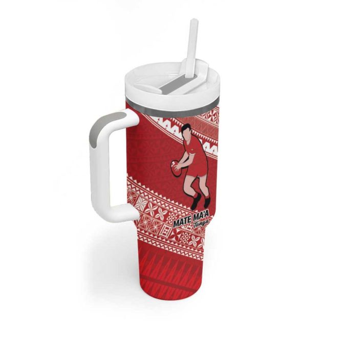 Australiatonga Rugby Pacific The Kangaroos And Mate Ma #8217;A Tonga Custom Stanley Quencher 40Oz Stainless Steel Tumbler With Handle - Image 2