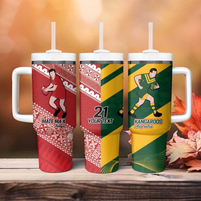 Australiatonga Rugby Pacific The Kangaroos And Mate Ma #8217;A Tonga Custom Stanley Quencher 40Oz Stainless Steel Tumbler With Handle - Image 4