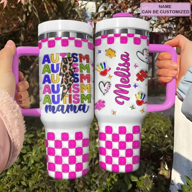 Autism Amazing Mama Custom Stanley Quencher 40Oz Stainless Steel Tumbler With Handle