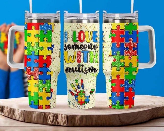 Autism Awareness Custom Stanley Quencher 40Oz Stainless Steel Tumbler