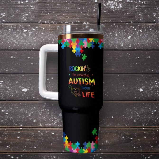 Autism Awareness Custom Stanley Quencher 40Oz Stainless Steel Tumbler With Handle - Image 2