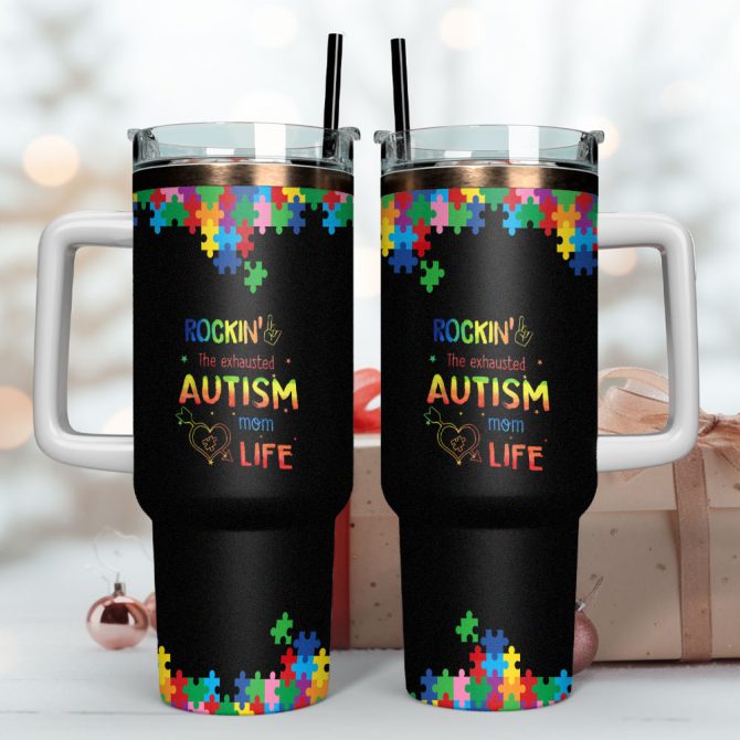 Autism Awareness Custom Stanley Quencher 40Oz Stainless Steel Tumbler With Handle - Image 4
