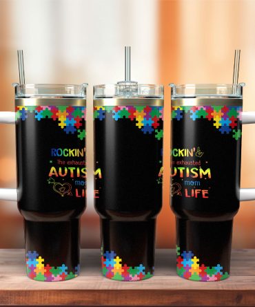 Autism Awareness Custom Stanley Quencher 40Oz Stainless Steel Tumbler With Handle