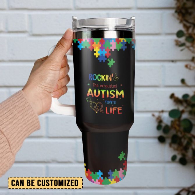 Autism Awareness Custom Stanley Quencher 40Oz Stainless Steel Tumbler With Handle - Image 3