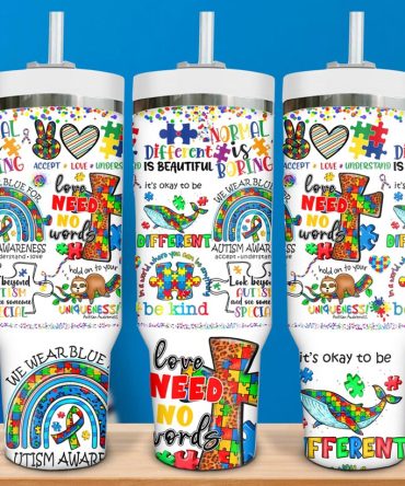 Autism Mom Sublimated Custom Stanley Quencher 40Oz Stainless Steel Tumbler