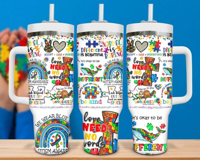 Autism Mom Sublimated Custom Stanley Quencher 40Oz Stainless Steel Tumbler