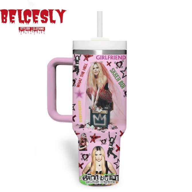 Avril Lavigne Music Custom Stanley Quencher 40Oz Stainless Steel Tumbler With Handle - Image 3
