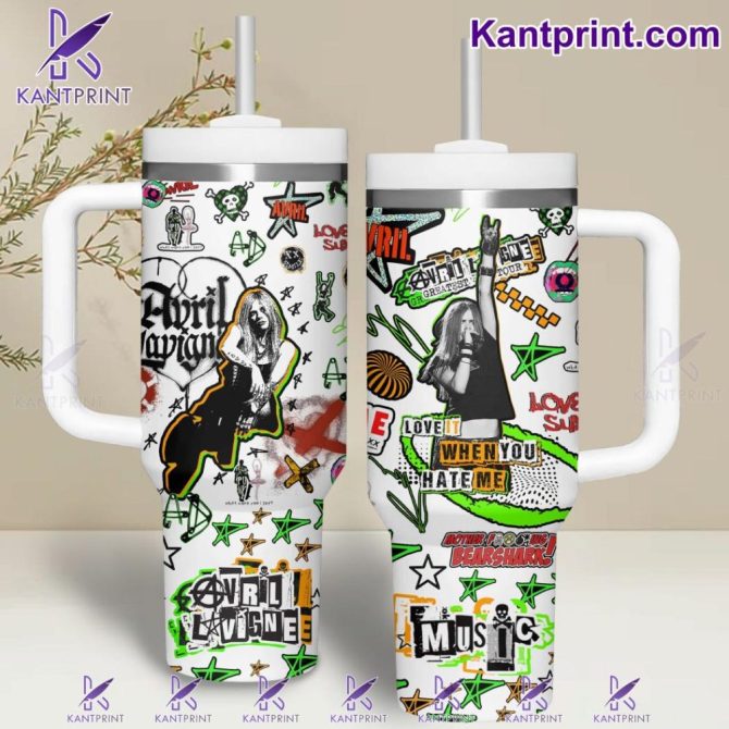 Avril Lavigne Music Custom Stanley Quencher 40Oz Stainless Steel Tumbler With Handle