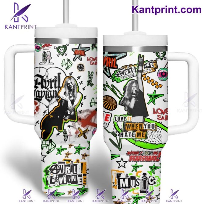 Avril Lavigne Music Custom Stanley Quencher 40Oz Stainless Steel Tumbler With Handle - Image 2