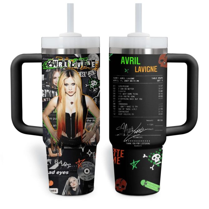 Avril Lavigne Music Custom Stanley Quencher 40Oz Stainless Steel Tumbler With Handle - Image 4