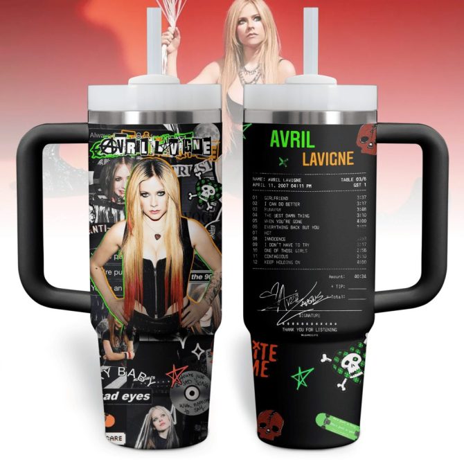 Avril Lavigne Music Custom Stanley Quencher 40Oz Stainless Steel Tumbler With Handle